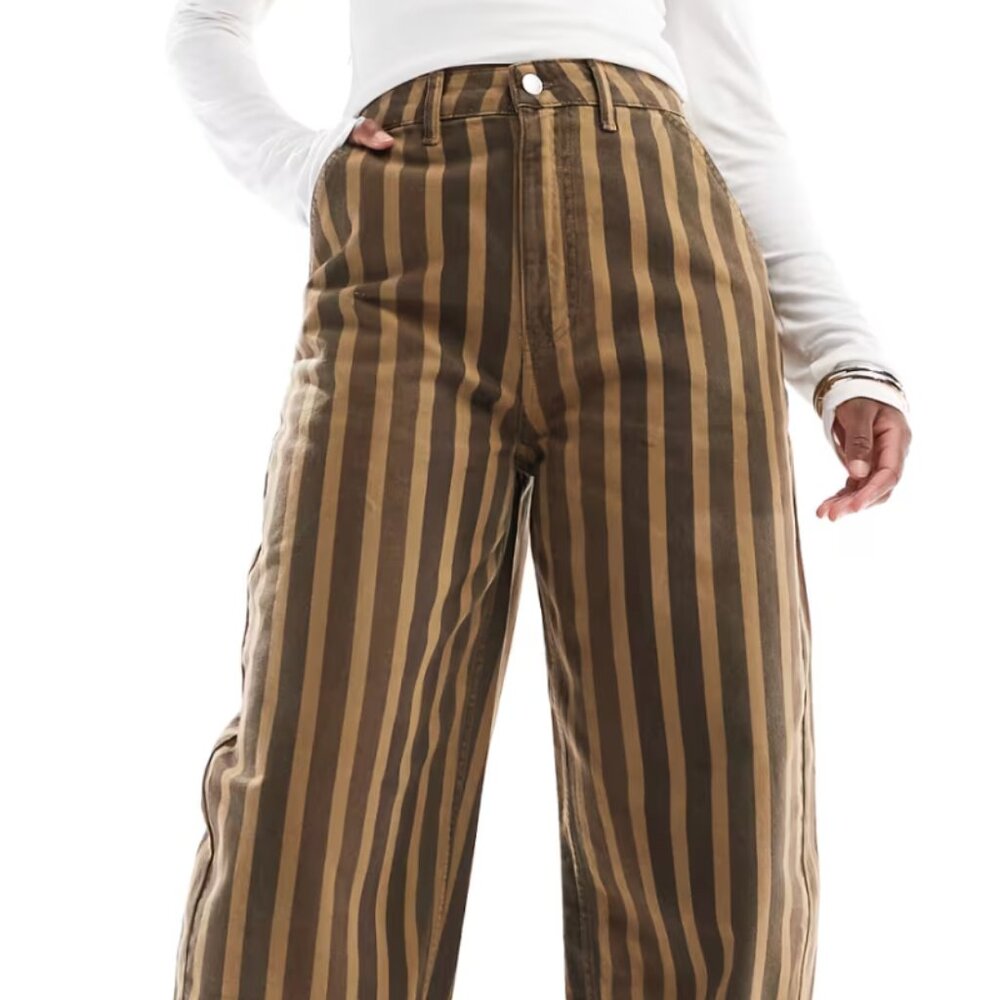 NWT ASOS Design Striped Barrel Pants, Size 14